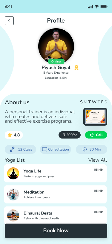 Yoga Customer App